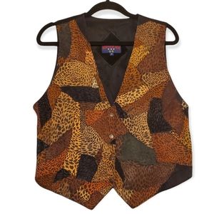 Vintage "New New New US" Gorgeous Unique Leather Patchwork Animal Vest Waistcoat